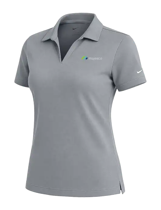 NIKE Medium Grey Womens Dri-Fit Micro Pique Polo w/Majesco Logo