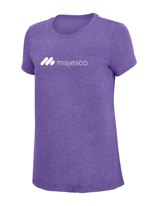 Womens Simply Soft Purple Frost 4.5oz  Poly/Combed Ring Spun Cotton T-Shirt w/Majesco Logo