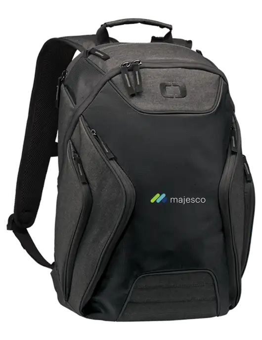 OGIO Black/Heather Grey Hatch Laptop Backpack
 w/Majesco Logo