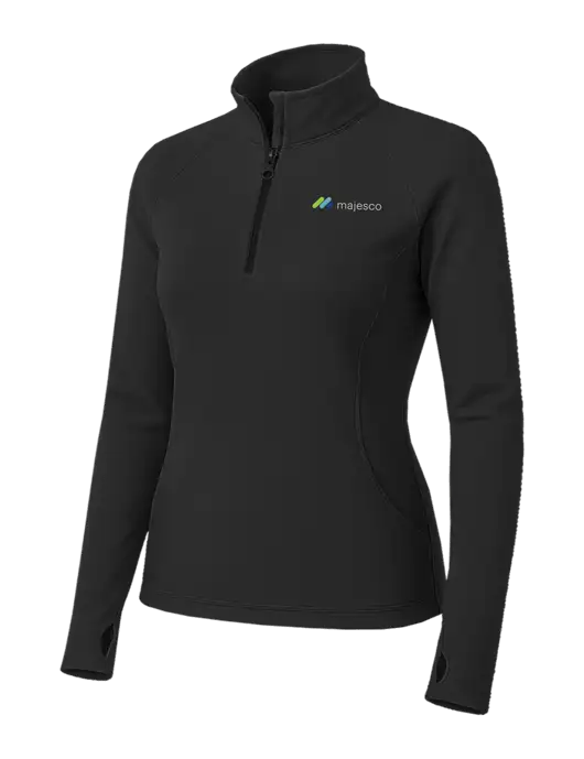 Charcoal Grey Womens Sport Wick Stretch 1/4 Zip Pullover w/Majesco Logo