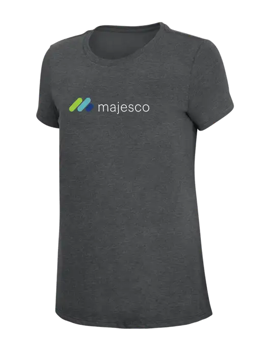 Womens Simply Soft Charcoal 4.5oz Poly/Combed Ring Spun Cotton T-Shirt w/Majesco Logo
