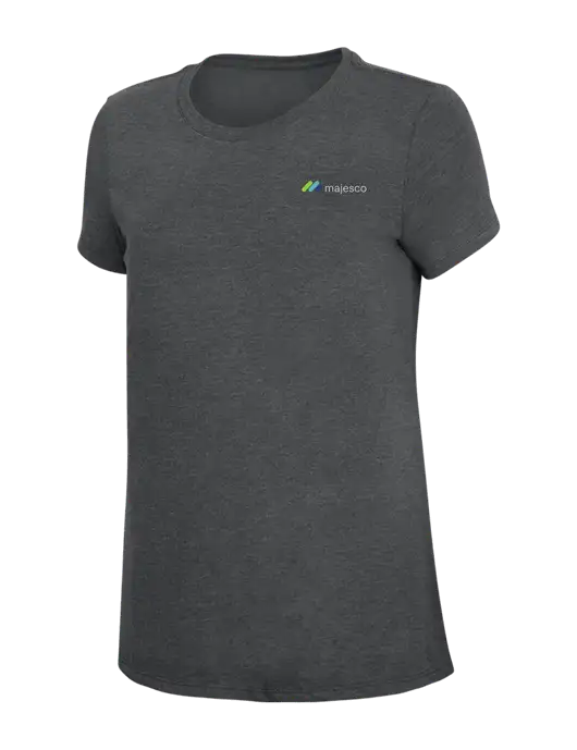 Womens Simply Soft Charcoal 4.5oz Poly/Combed Ring Spun Cotton T-Shirt w/Majesco Logo