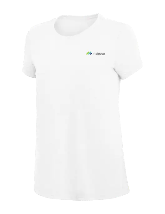Womens Simply Soft White 4.5oz Poly/Combed Ring Spun Cotton T-Shirt
 w/Majesco Logo