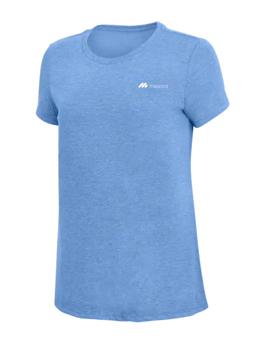 Womens Simply Soft Maritime Frost 4.5oz Poly/Combed Ring Spun Cotton T-Shirt
 w/Majesco Logo