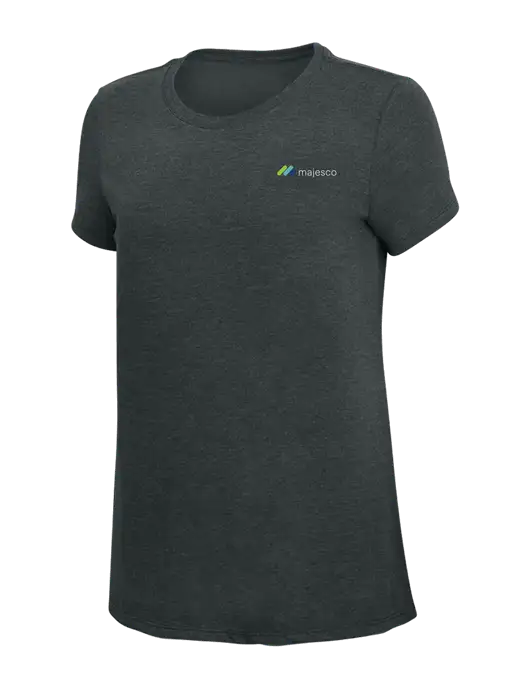 Womens Simply Soft Black Frost 4.5oz Poly/Combed Ring Spun Cotton T-Shirt w/Majesco Logo
