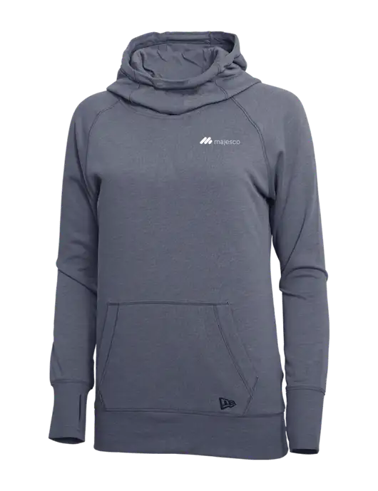 New Era True Navy Heather Womens Tri-Blend Fleece Pullover Hoodie w/Majesco Logo