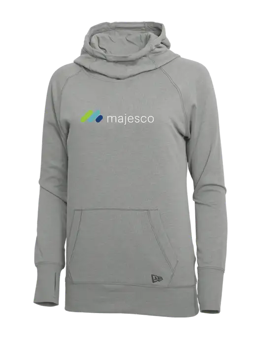 New Era Shadow Grey Heather Womens Tri-Blend Fleece Pullover Hoodie w/Majesco Logo