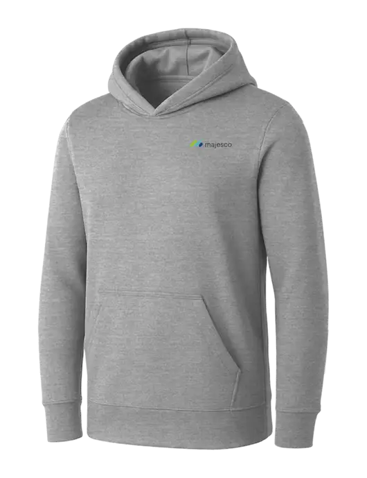 Womens Light Grey Heather Core Fleece Pullover Hooded Sweatshirt w/Majesco Logo