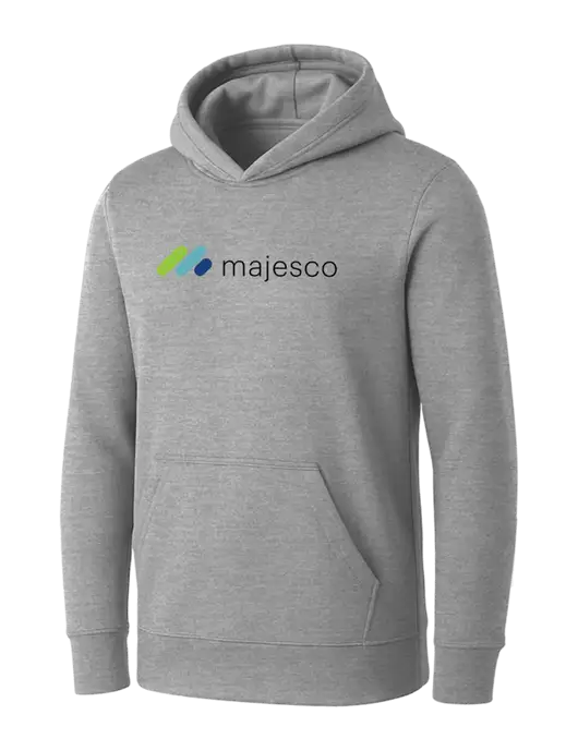 Womens Light Grey Heather Core Fleece Pullover Hooded Sweatshirt w/Majesco Logo