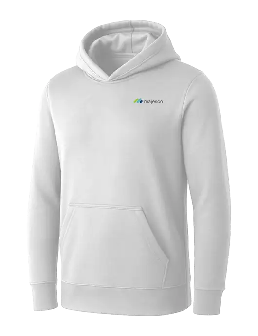 Womens White Core Fleece Pullover Hooded Sweatshirt w/Majesco Logo