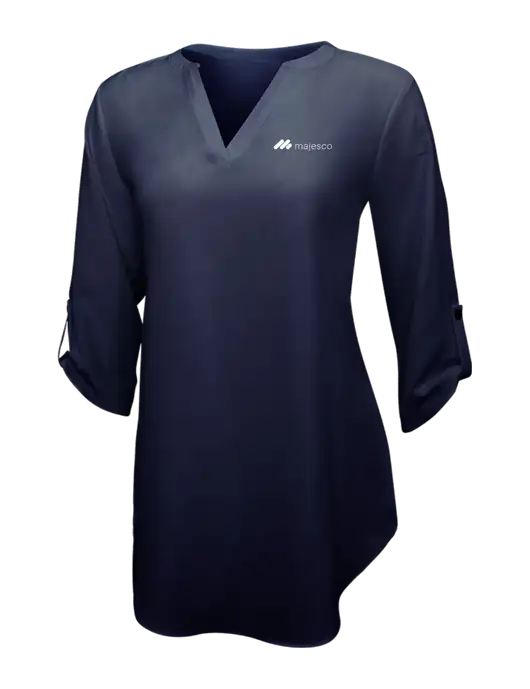 Navy Womens 3/4 Sleeve Tunic Blouse w/Majesco Logo