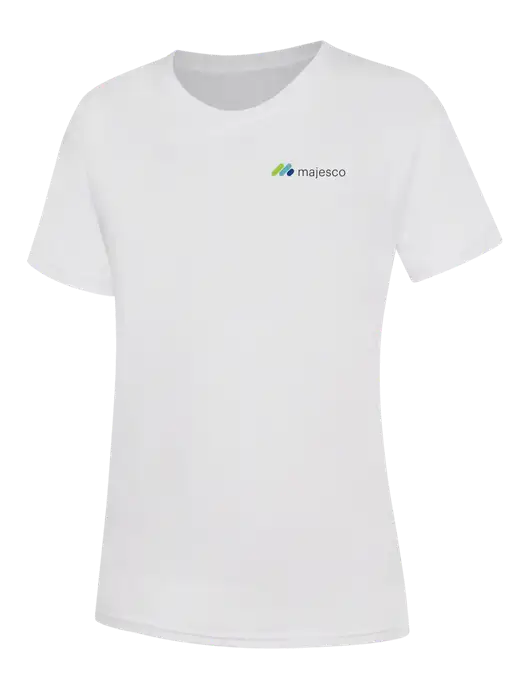 Womens White Core Blend Tee w/Majesco Logo