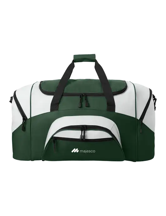 Standard Colorblock Dark Green/Light Grey Sport Duffel w/Majesco Logo