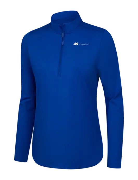 Womens Dark Royal C-FREE Double Knit 1/4-Zip w/Majesco Logo