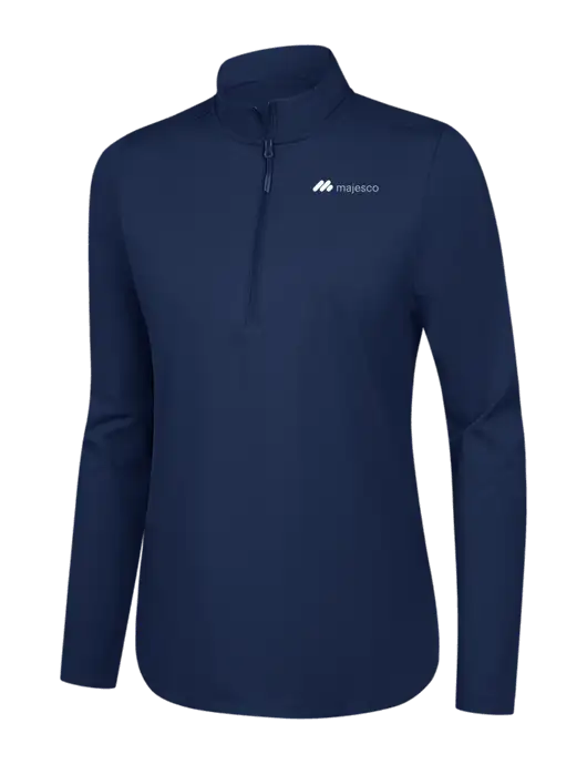 Womens Dark Navy C-FREE Double Knit 1/4-Zip w/Majesco Logo