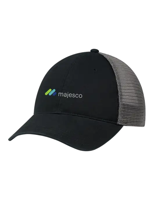 Richardson 111 Garment Washed Trucker Cap Black w/Charcoal Mesh w/Majesco Logo