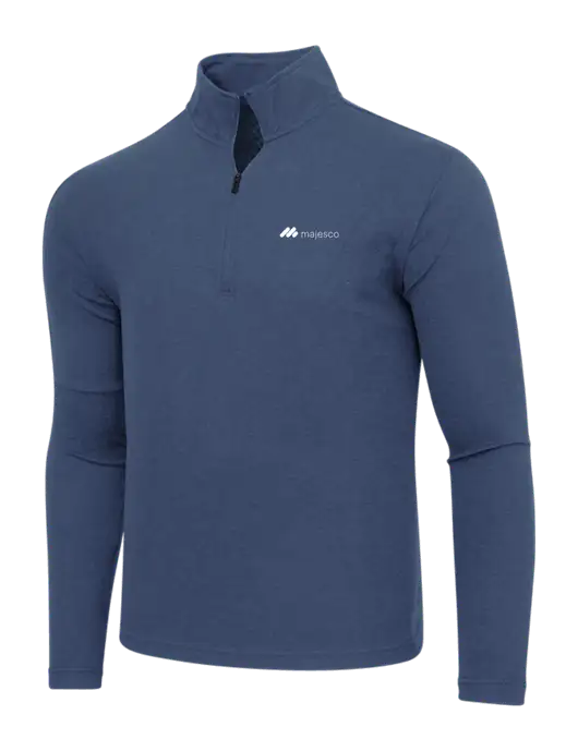 Adidas  Navy  Melange 3 Stripes Quarter Zip Sweater w/Majesco Logo