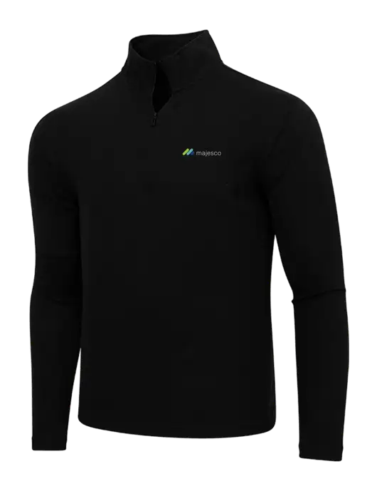 Adidas  Black Melange 3 Stripes Quarter Zip Sweater w/Majesco Logo
