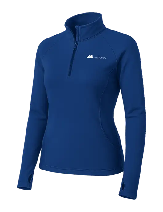Dark Royal Womens Sport Wick Stretch 1/4 Zip Pullover w/Majesco Logo
