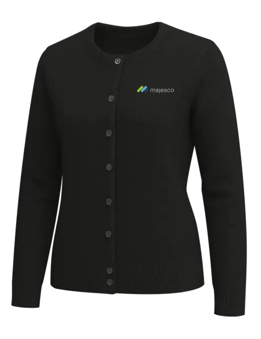 Brooks Brothers Womens Black Washable Merino Cardigan Sweater w/Majesco Logo