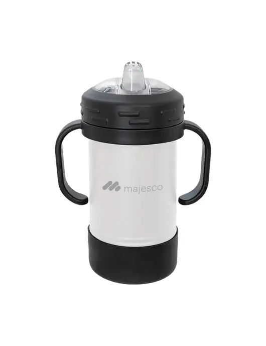 Polar Camel 10 oz Powder Coated White Sippy Cup w/Majesco Logo