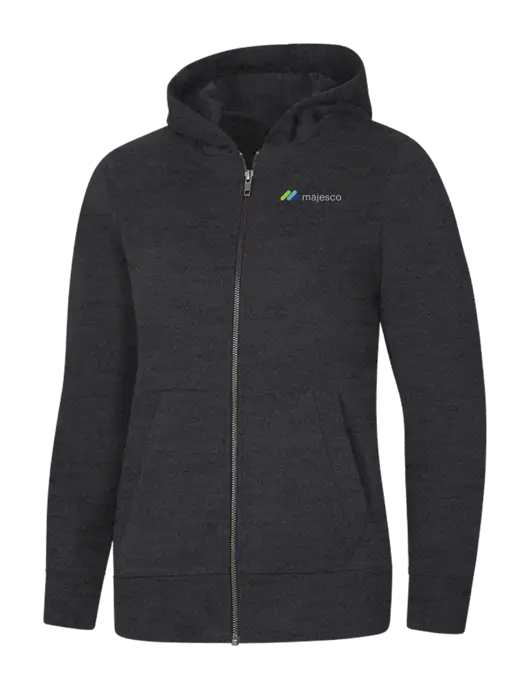 Womens Charcoal Heather Re-Fleece Full-Zip Hoodie w/Majesco Logo