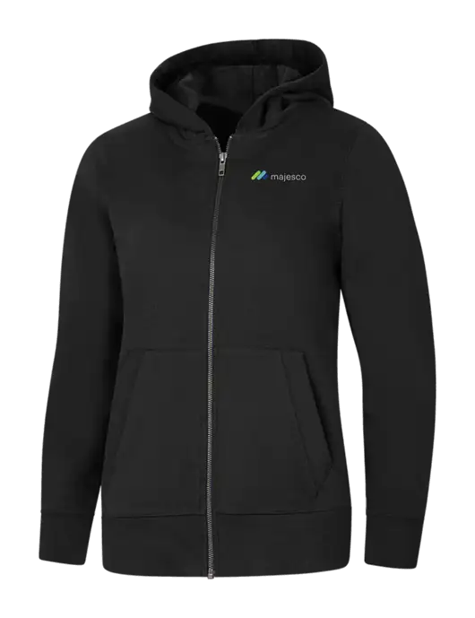 Womens Black Re-Fleece Full-Zip Hoodie w/Majesco Logo