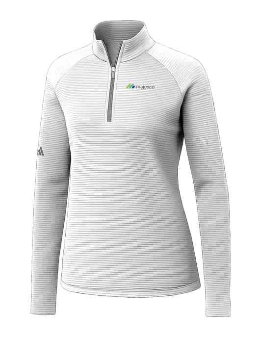 Adidas Womens White Spacer Quarter-Zip Pullover  w/Majesco Logo