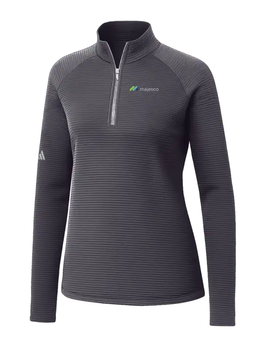 Adidas Womens Medium Grey Spacer Quarter-Zip Pullover  w/Majesco Logo