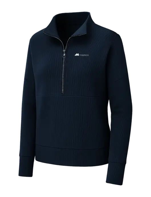 Mercer+Mettle Womens Dark Navy Linear Texture Quarter Zip w/Majesco Logo