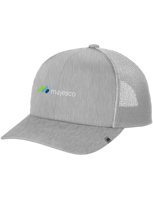 TravisMathew Light Medium Grey Heather Cruz Trucker Cap w/Majesco Logo