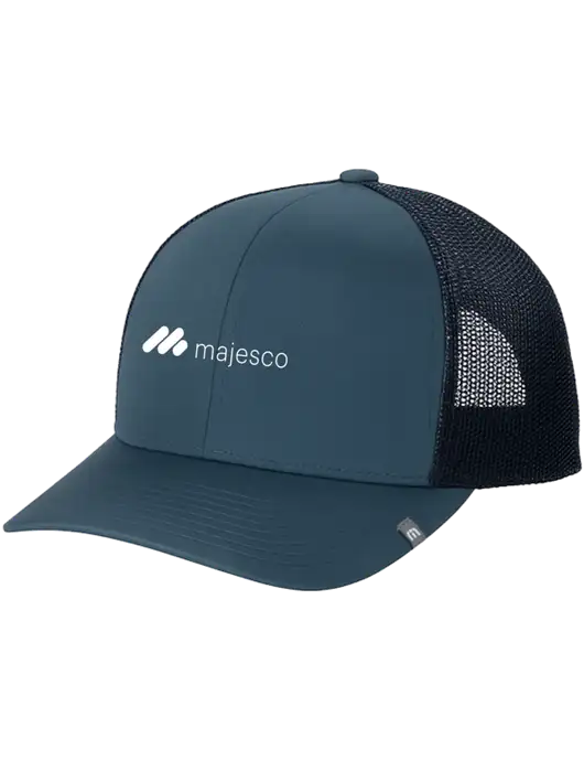 TravisMathew Dark Slate Blue Cruz Trucker Cap w/Majesco Logo