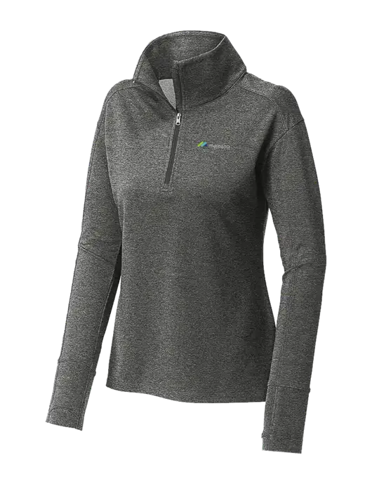 Womens Sport-Wick Flex Fleece Dark Grey Heather 1/4-Zip w/Majesco Logo