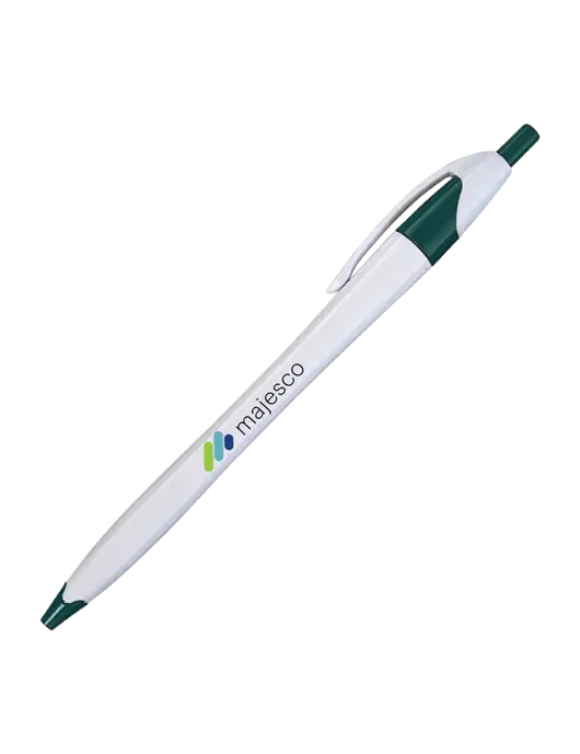 Novella White/Dark Green Classic Pen - Blue Ink w/Majesco Logo