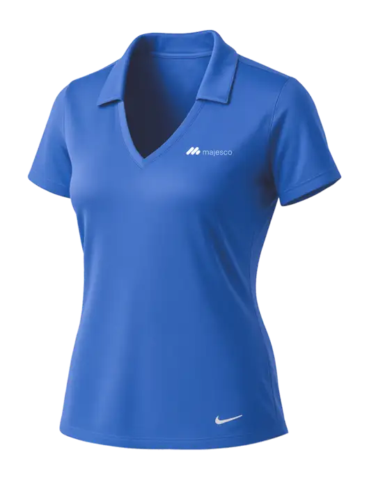 NIKE Light Royal Womens Dri-Fit Vertical Mesh Polo w/Majesco Logo
