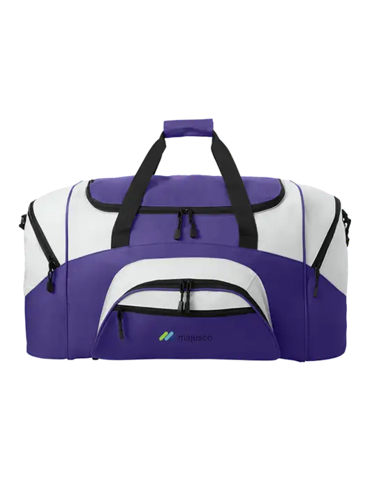 Standard Colorblock Purple/Light Grey Sport Duffel w/Majesco Logo